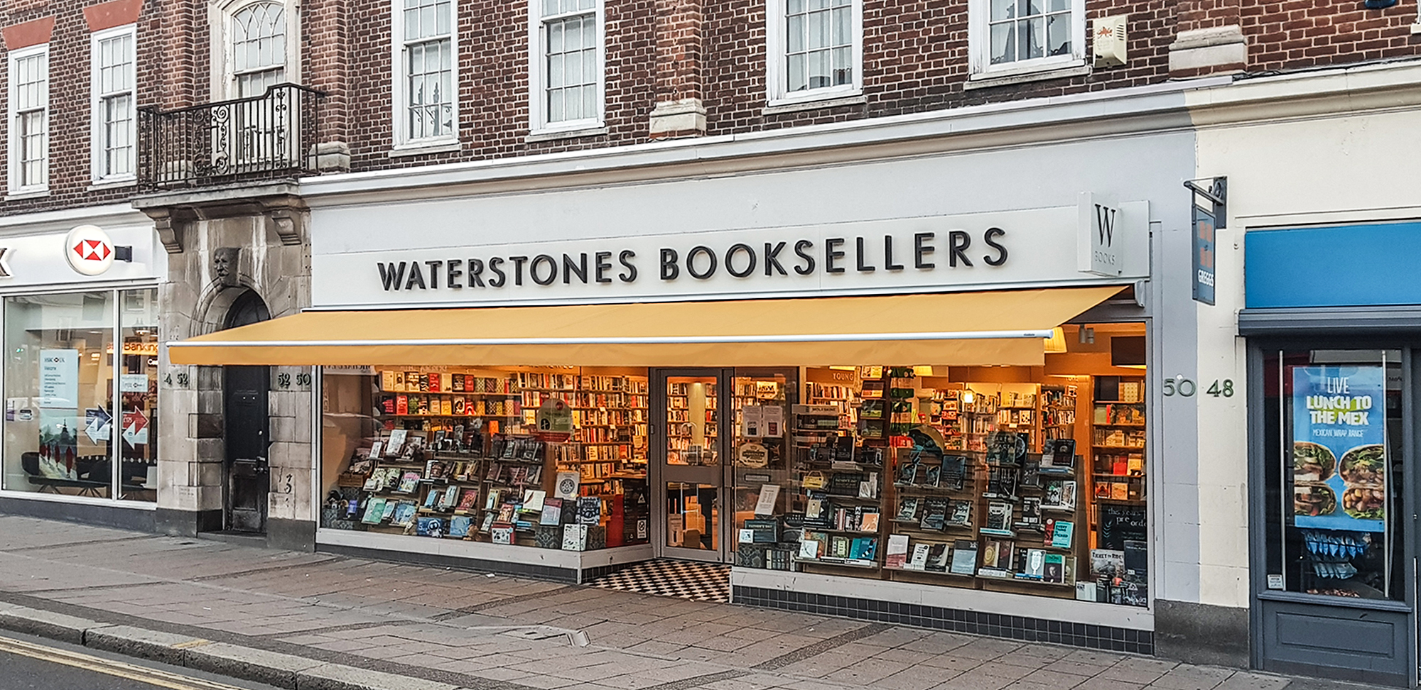 Classic awning for Waterstones, Epsom Morco Blinds
